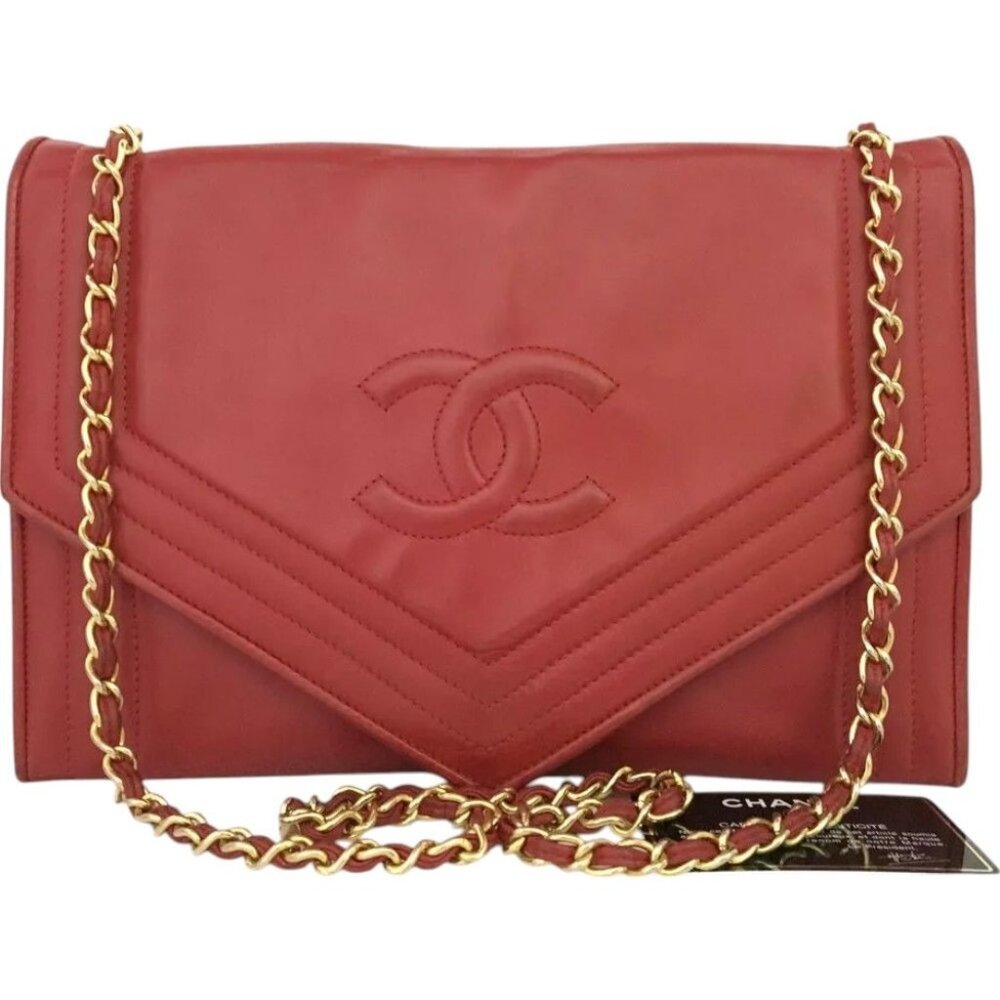 051790BH (X6) Chanel Shoulder Bag CC Logo Red Lambskin